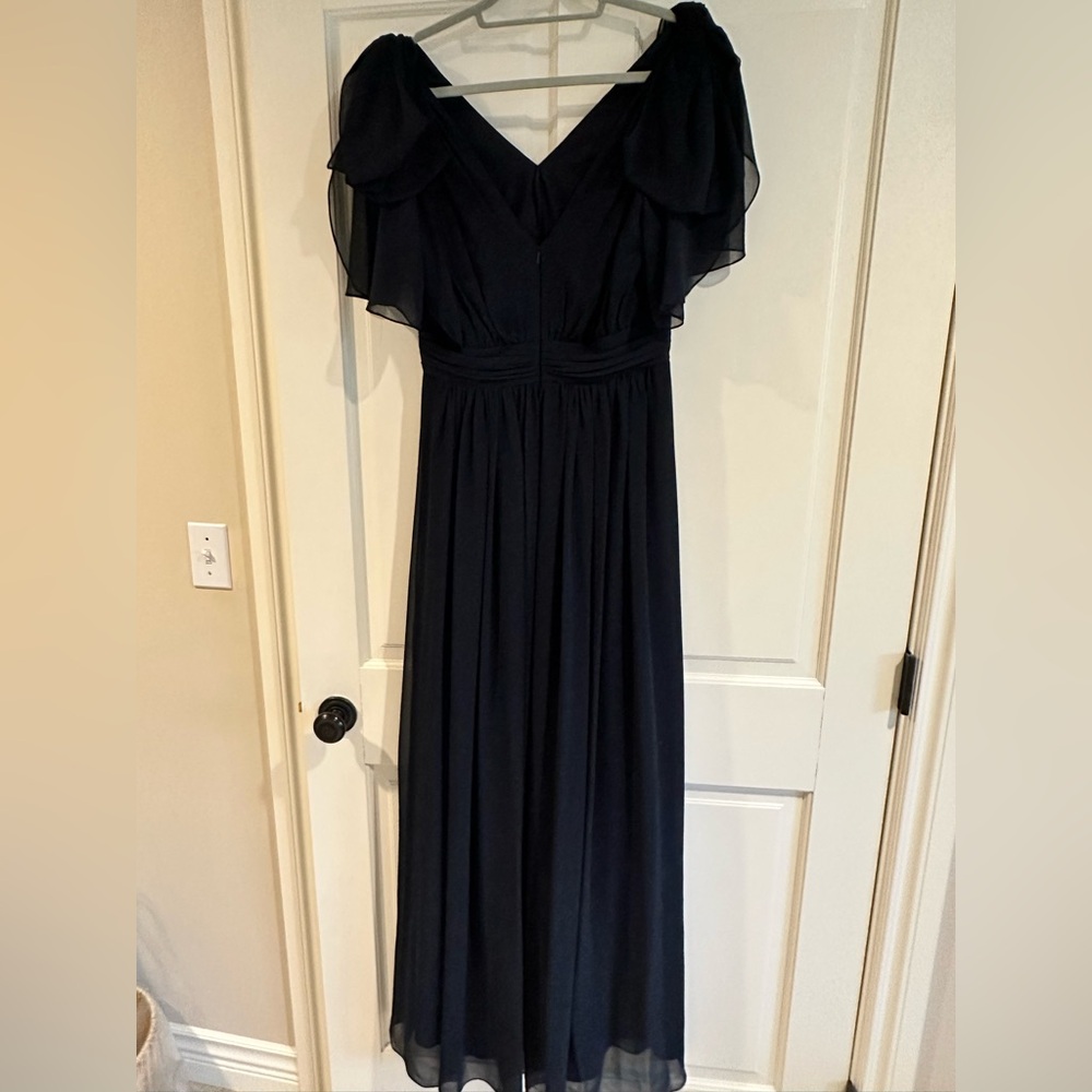 Badgley Mischa navy blue chiffon gown